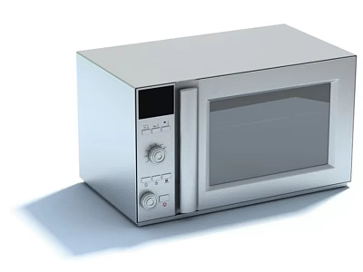 Modern Kitchen Appliance Stainless Steel Microwave Oven With Glass Door And Control Knobs 3d model