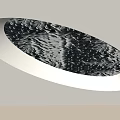 Elegant Circular Ceiling Design With Silver Wavy Texture White Frame And Soft Lighting 3d model