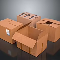 Brown Cardboard Boxes With Open Closed And Labeled Corrugated Packaging