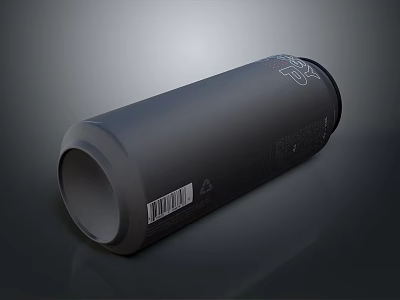 Sleek Black Beverage Can With Minimalist Label And Barcode Design 3d model