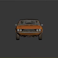 Orange Vintage Sports Car With Black Roof And Shiny Exterior