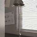 Three Modern Metal Table Lamps by Window with Blinds and Natural Light