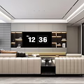 Modern Living Dining Room Interior Design With Open Layout Sofa Coffee Table And Lighting 3d model