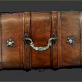 Vintage Brown Leather Trunk with Metal Lock Rivets and Handle Classic Design