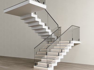 Modern Stairs Glass Handrail Stairs 3d model