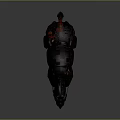Dark Fantasy Character's Armored Black Horse With Red Stained Details And Saddle