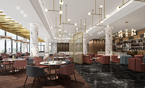 Postmodern Restaurant Hotel Restaurant 3d model