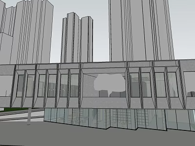 Modern Urban Architecture With Tall Buildings And Glass Curtain Walls Design 3d model