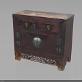 Traditional Chinese Wooden Chest With Red Finish Carved Patterns Metal Lock And Ornate Base