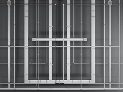 Sliding Doors With Modern Aluminum Frame And Grid Panel Design For Home Interior 3d model