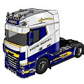 DAF Western Transport Co Truck With White Blue Yellow Livery Moving On Night Road