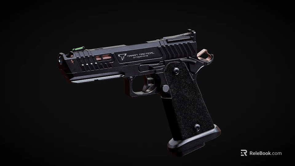 Sleek Black Tactical Pistol With Textured Grip And Durable Metal Construction Design 3d model 