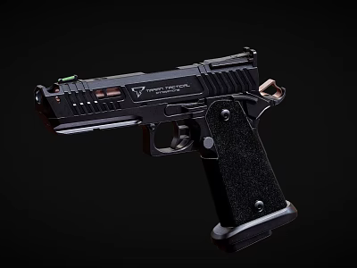 Sleek Black Tactical Pistol With Textured Grip And Durable Metal Construction Design 3d model