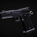 Sleek Black Tactical Pistol With Textured Grip And Durable Metal Construction Design