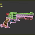 Silver Metal Revolver With Wooden Grip Shiny Surface And Detailed Design Features