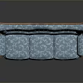 Classic Style Blue Sofa With Floral Pattern Upholstery And Carved Wooden Frame