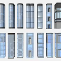 Various Elevator Design Styles With Glass And Metal Exteriors And Modern Architectural Elements 3d model