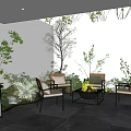 Garden Landscape Design With Outdoor Courtyard Fire Pit Chairs Green Plants And Skylight