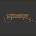 Vintage Wooden Wagon With Spoked Wheels And Carriage Body On Reflective Black Surface