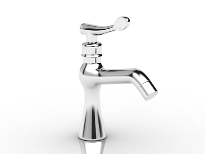 Chrome Plated Modern Faucet With Single Lever Handle And Shiny Finish 3d model
