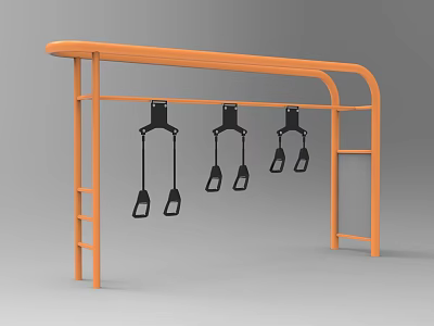 Orange Outdoor Fitness Training Equipment With Suspension Hanging Handles And Ladder 3d model