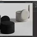 Modern single sofa stool 3d model