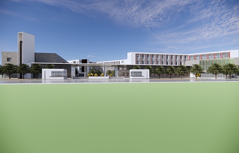 modern school middle school building 3d model