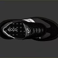ECCO Black Casual Sneakers With White Logo And Brown Sole Design
