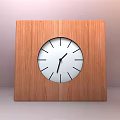 Minimalist Square Wooden Clock With White Dial Black Hands And Modern Design 3d model