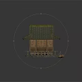 Traditional Japanese Architecture With Wooden Structure Green Tile Roof And Stone Base