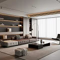 Italian Light Luxury Living Room Sofa Combination Straight Row Sofa Leather Sofa Multi-Person Sofa Coffee Table 3d model
