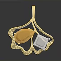 Elegant Gold Ginkgo Leaf Pendant Design With Black And Yellow Gemstones And Intricate Detailing
