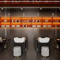 Modern Luxury Beauty Hair Salon Wash Area With Neat Product Shelves And Professional Haircare Stations