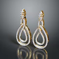 Elegant Golden Earrings With Diamond Inlays And Twisted Sparkling Design