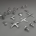 Assorted Metal Hardware Tools With Bolts Brackets Screws And Fasteners For Various Construction Projects 3d model