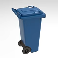 Blue Plastic Trash Bin With Lid And Rolling Wheels For Home Use 3d model