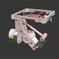 White Industrial Mechanical Component With Platform Frame Bracket And Rotating Parts 3d model