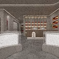 Modern Elegant Boutique Store Interior With Display Shelves Red Boxes Sofa Armchairs And Green Plants