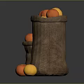 Fresh Orange And Yellow Fruits In Burlap Sacks With Scattered Pieces