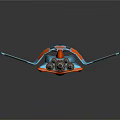 Futuristic Spacecraft With Blue And Orange Design Multiple Engines And Aerodynamic Wings