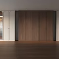 Modern Built in Wardrobe Design With Wooden Panels White Frames And Glass Doors