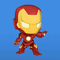 Chibi Iron Man Action Figure Front And Back Views Red Gold Design Blue Background