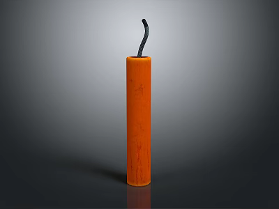 Orange Cylindrical Weapon With Black Curved Top And Smooth Exterior Surface Design 3d model