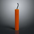 Orange Cylindrical Weapon With Black Curved Top And Smooth Exterior Surface Design
