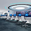 Modern Monitoring Room Command and Control Hall Monitoring Hall Dispatching Command Center Office Desk and Chair 3d model