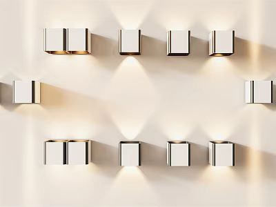 Modern Square Metal Wall Lamps With LED Lighting For Home Interior Decor 3d model