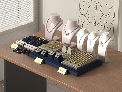 Modern Jewelry Necklace Ring Bracelet 3d model