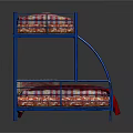 Blue Frame Bunk Bed With Red And White Checkered Bedding Design 3d model