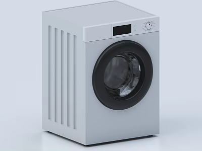 Modern White Washing Machine With Black Circular Door And Transparent Window 3d model