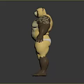 Muscular Bear Character With Yellow White Body Buff Physique And White Shorts